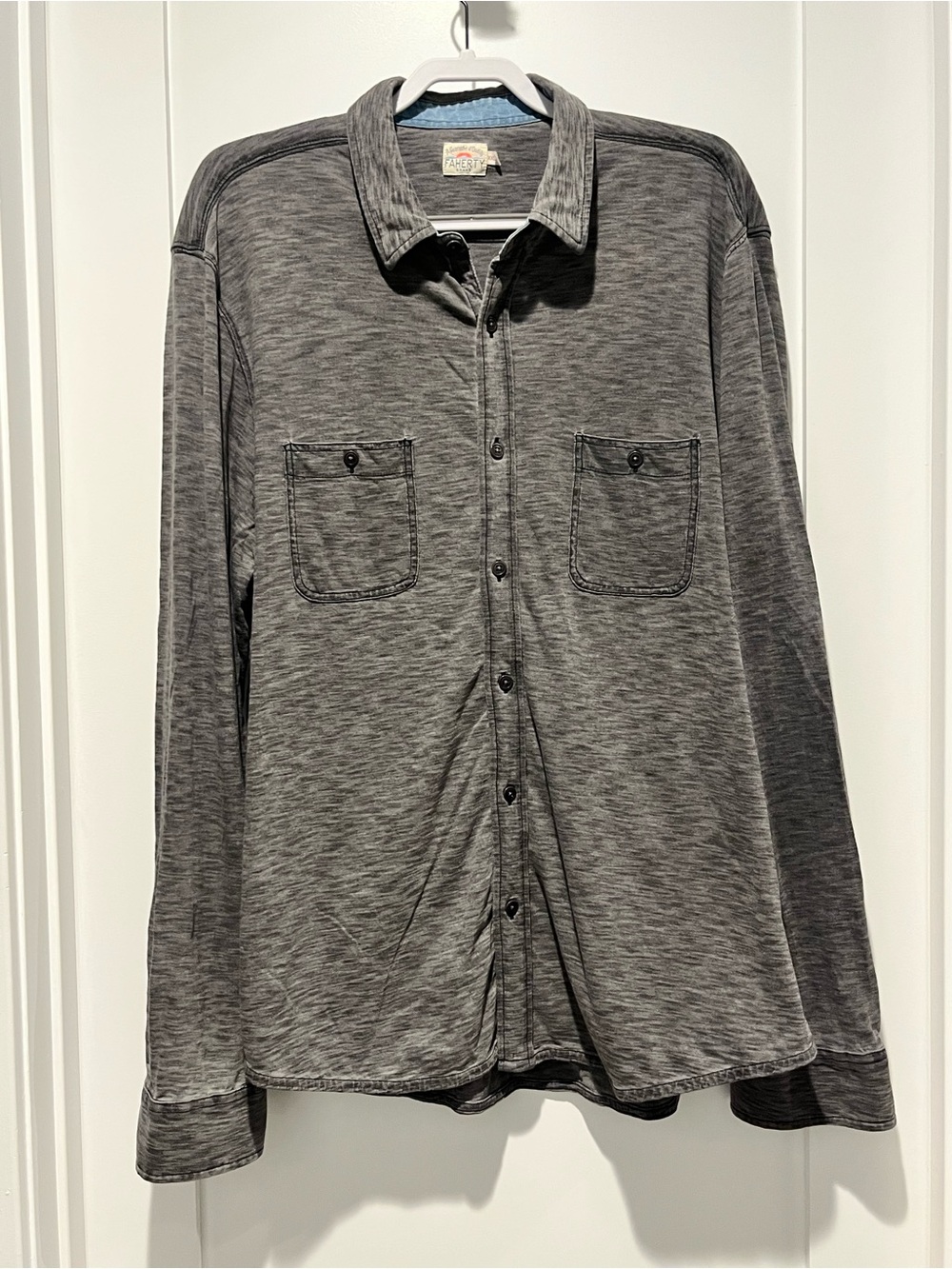 Faherty Men's Heather Gray Button-Front Shirt Jacket